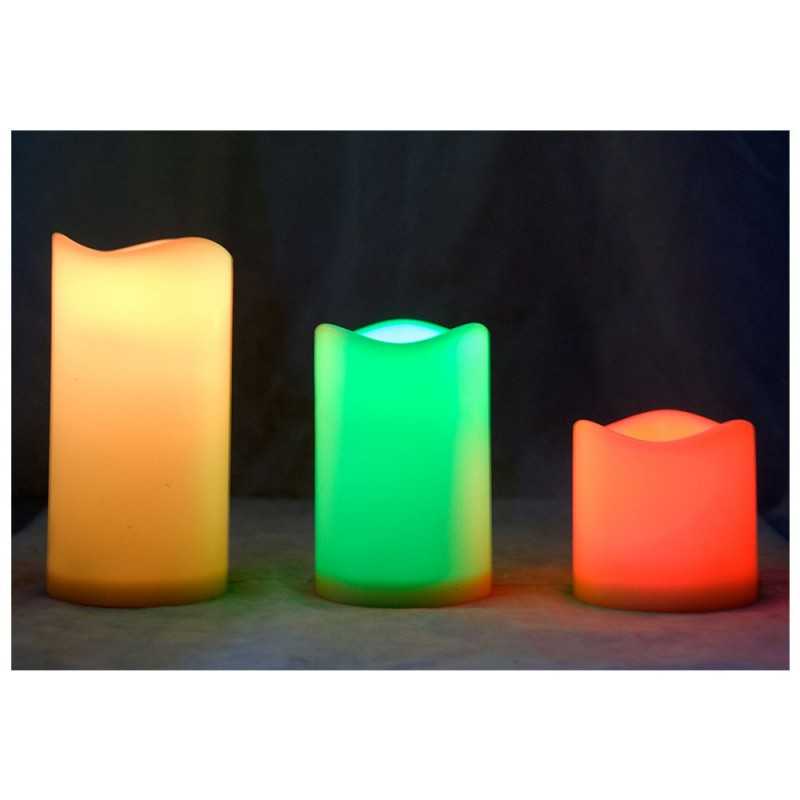 Pack de 3 bougies led multi couleurs avec télécommande - Lux et